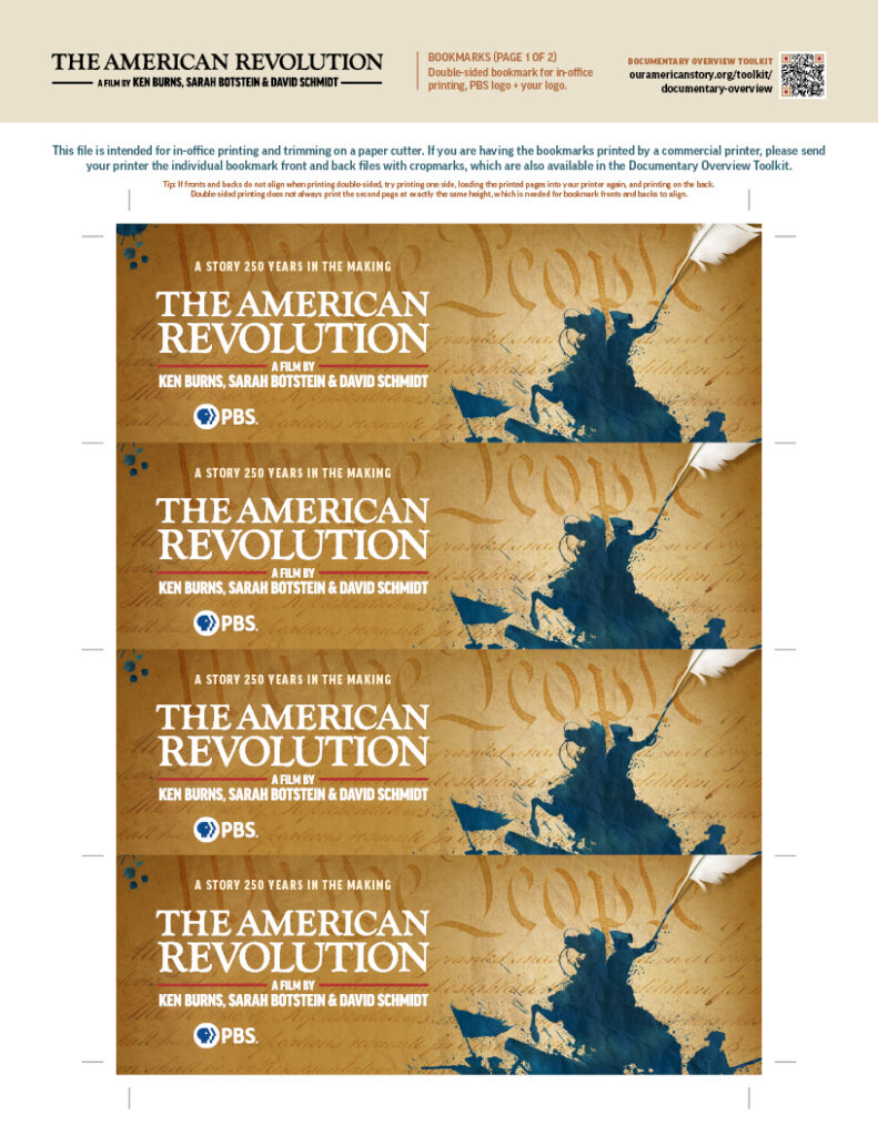 AmRev bookmarks 4-up - PBS + your logo