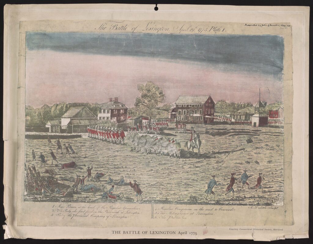 The Battle of Lexington April 1775. Sketch by Amos Doolittle, 1775. Credit: Library of Congress