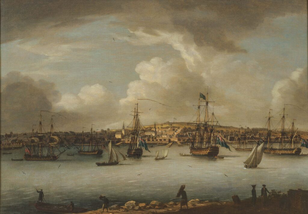 Town and Harbour of Halifax as they appear from the opposite shore called Dartmouth. Painting by Dominic Serres, 1762. Credit: Art Gallery of Nova Scotia