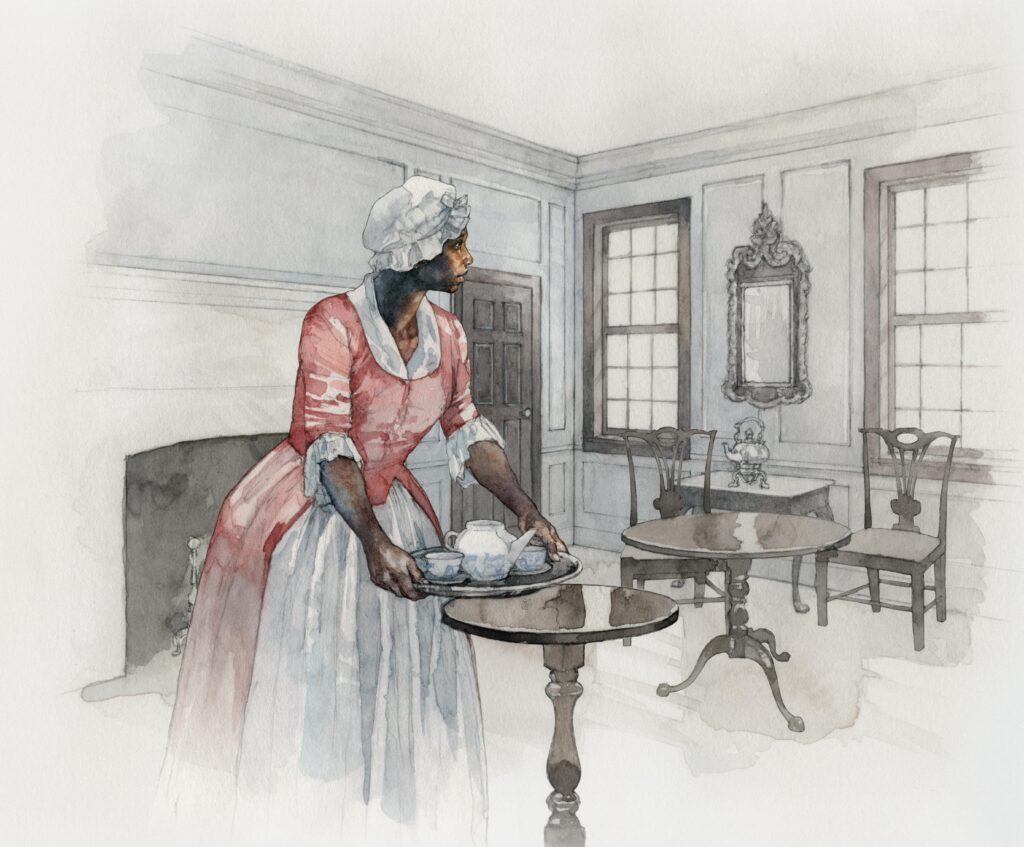 Watercolor of an African American woman, illustration by Wood Ronsaville Harlin, Inc