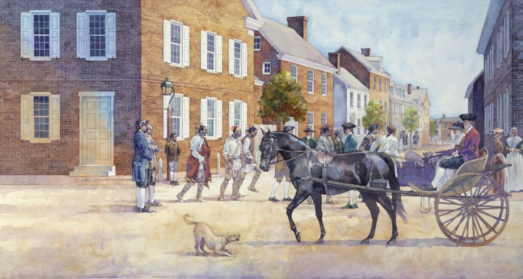 Watercolor of Churchyard, illustration by Wood Ronsaville Harlin, Inc