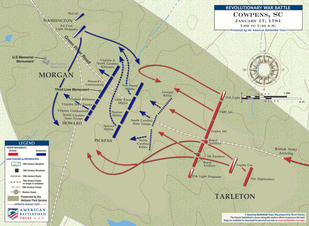 Map of Cowpens--Jan-17-1781----700-to-740-am