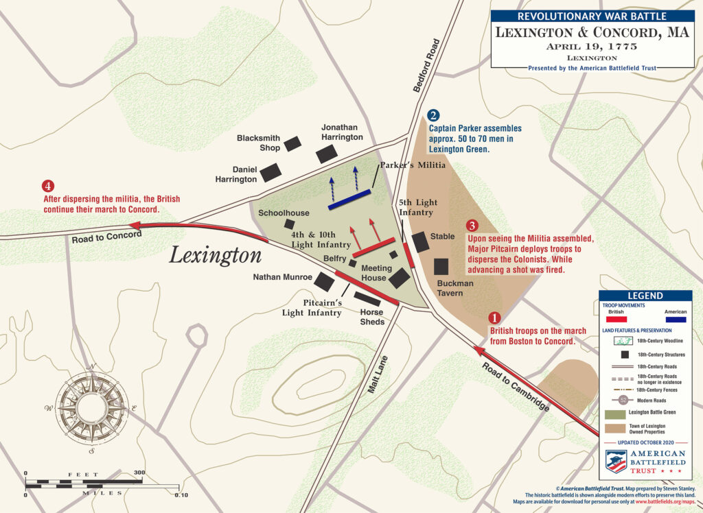 Map of Lexington-and-Concord----April-18-&-19-1775----Lexington