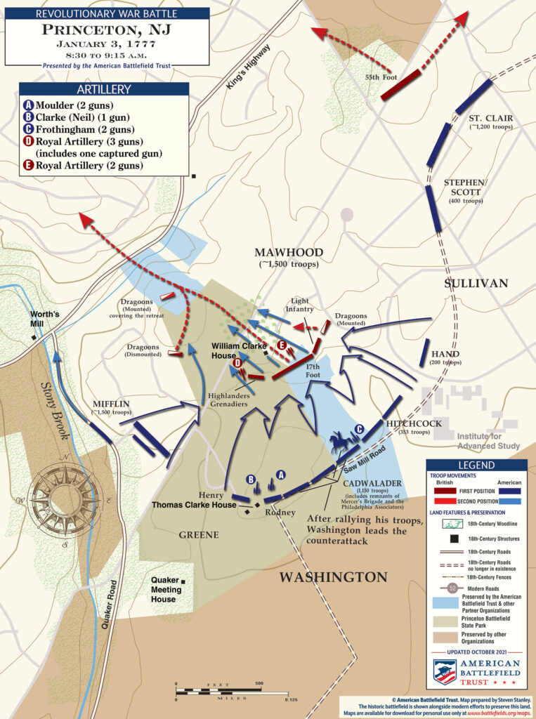 Map of Princeton-NJ--January-3-1777--830-915am